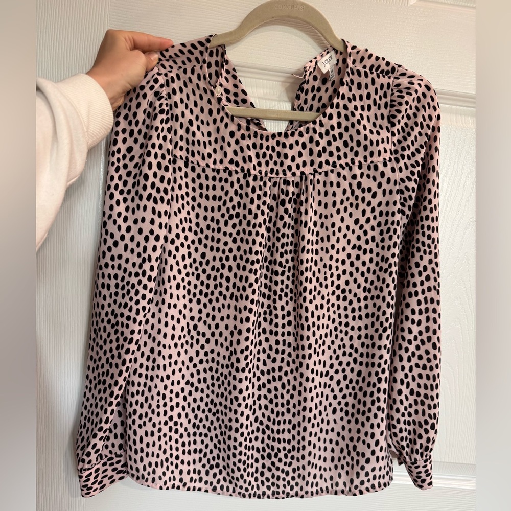 JCREW Polka Dot Women's Blouse - Pink & Blacm